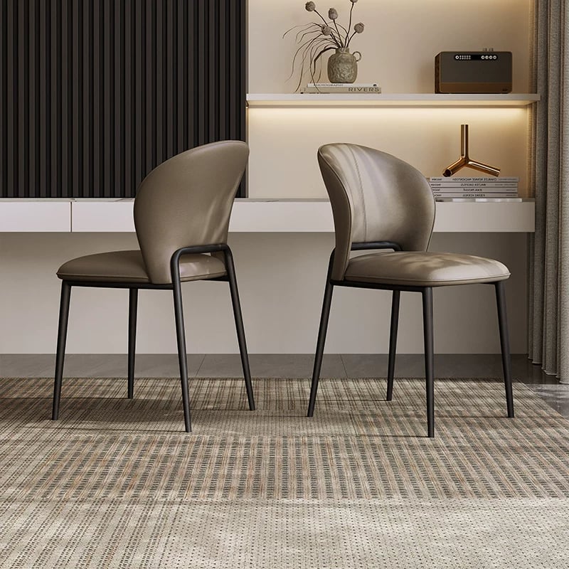 Upholstered Dining Chair with Leather Finish