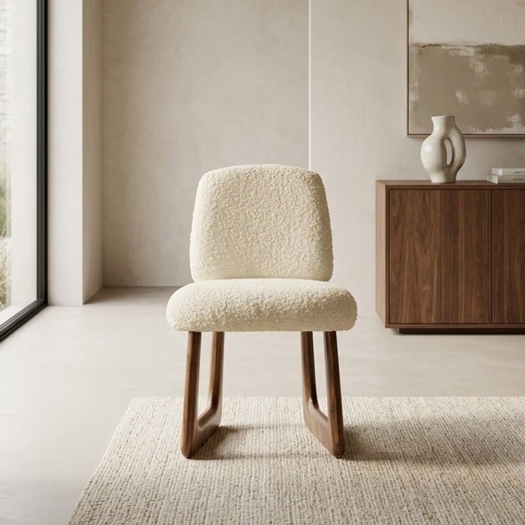 Creamy Upholstered Dining Chair