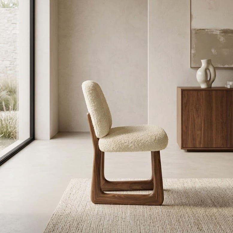 Creamy Upholstered Dining Chair