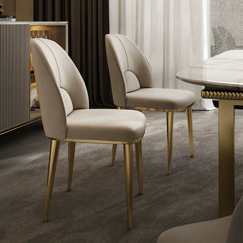 Leather Dining Chair, Steel Frame