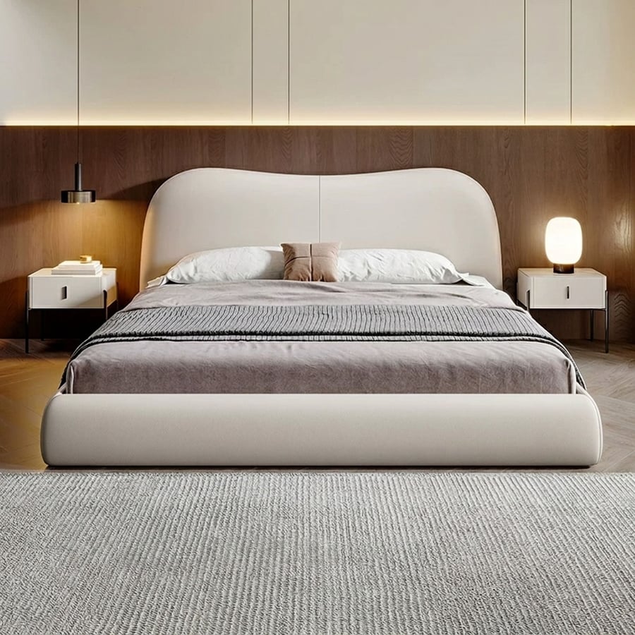 Upholstered Top-Grain Leather Bed