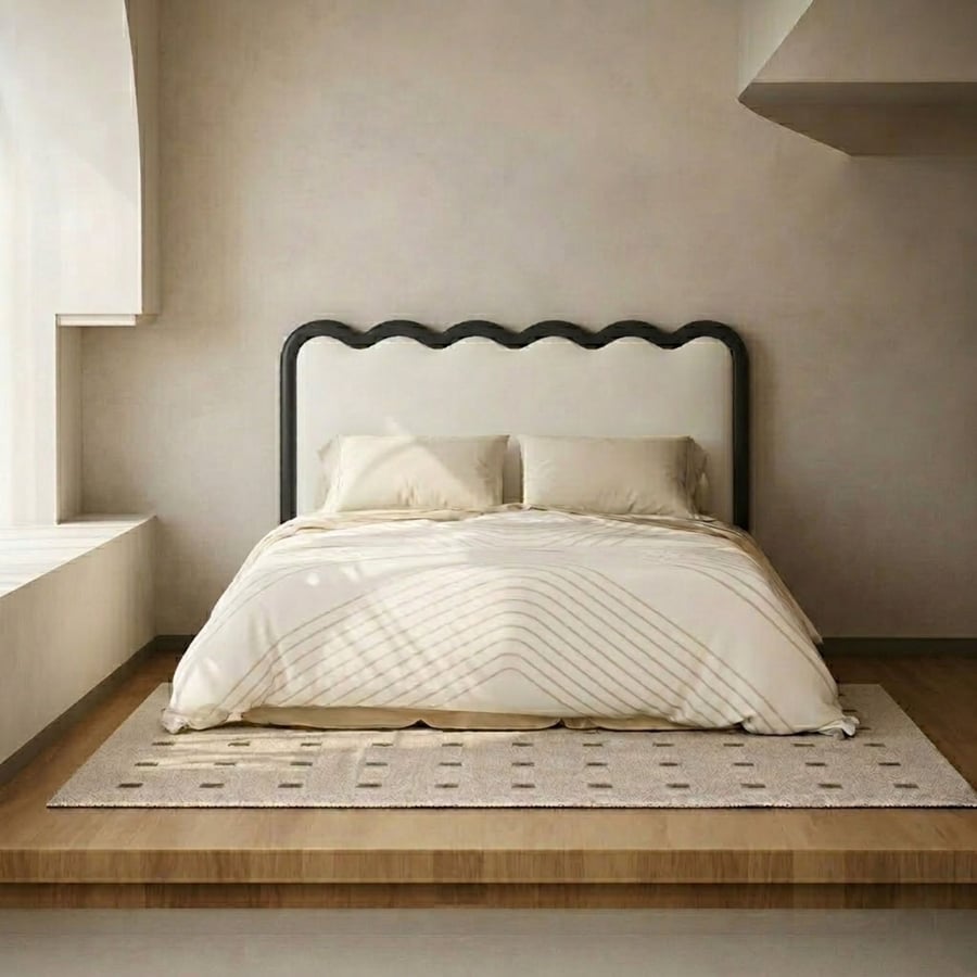French Style Leather Platform Bed