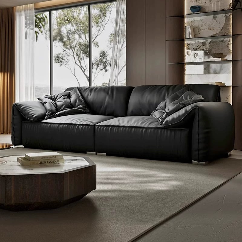 Sculptural Leather Sofa