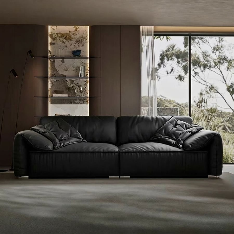 Sculptural Leather Sofa