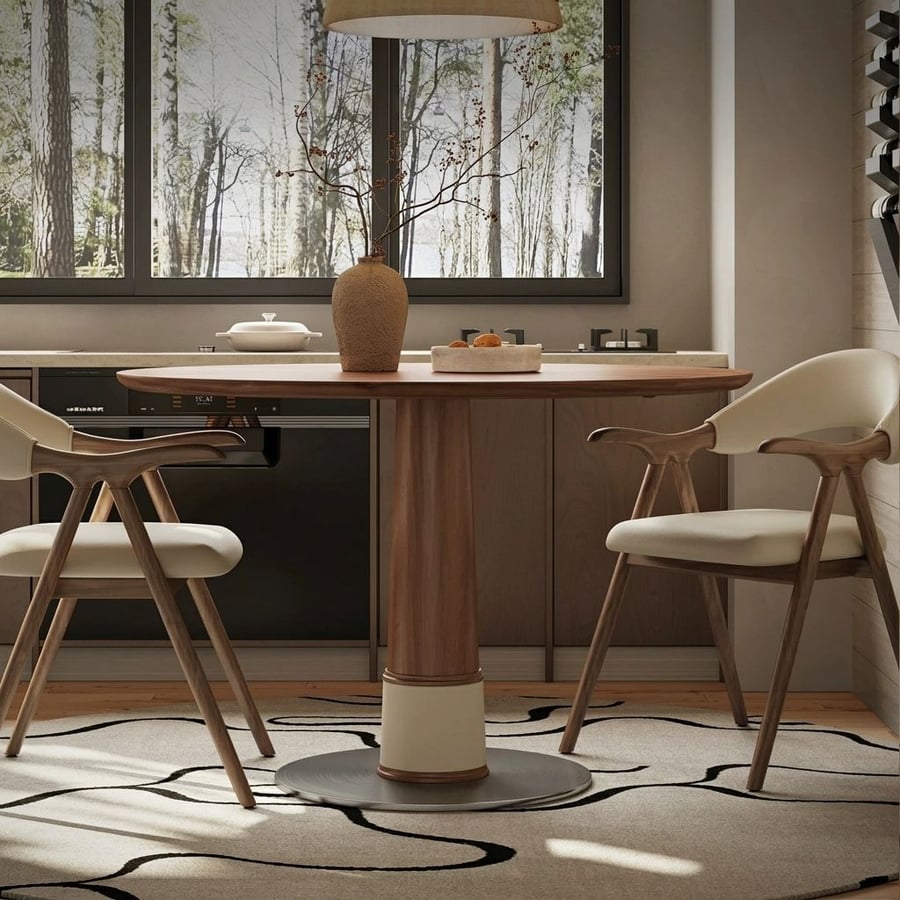 Walnut Dining Table with Pedestal Base