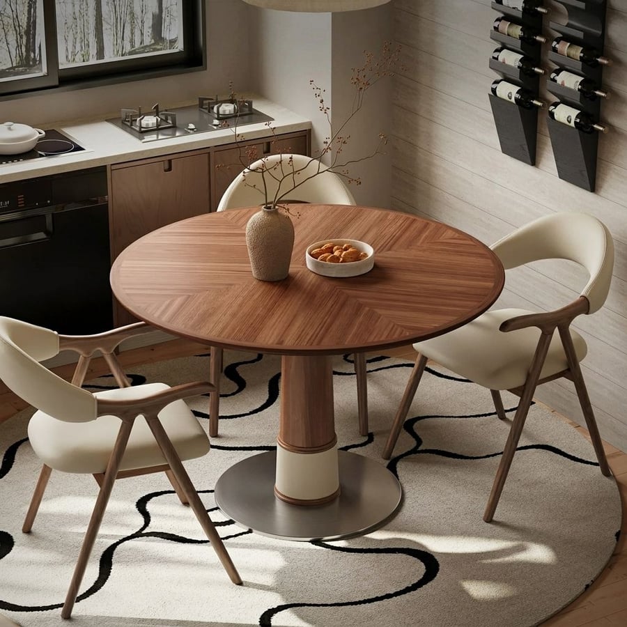 Walnut Dining Table with Pedestal Base