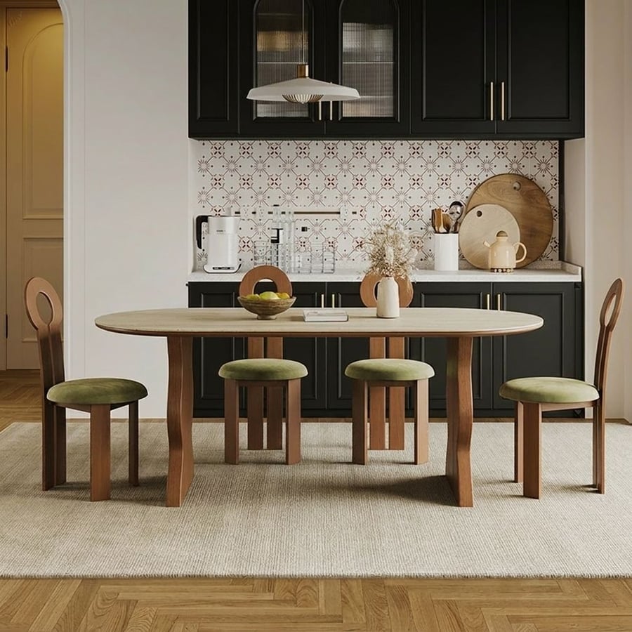Oval Travertine & Ash Dining Table