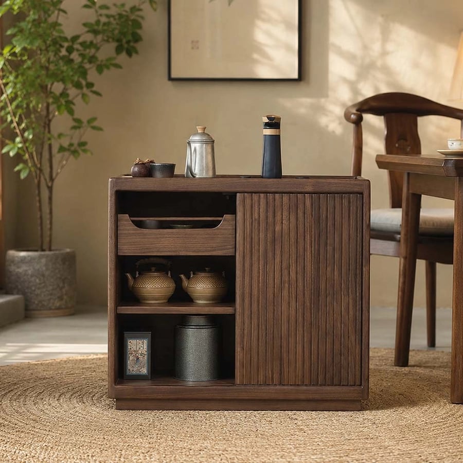 Solid Walnut Integrated Tea Station