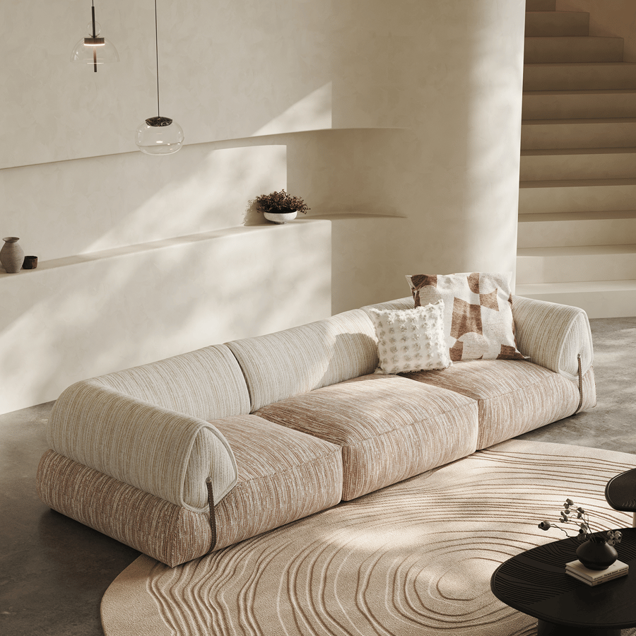 Modern Creamy Suede Sofa