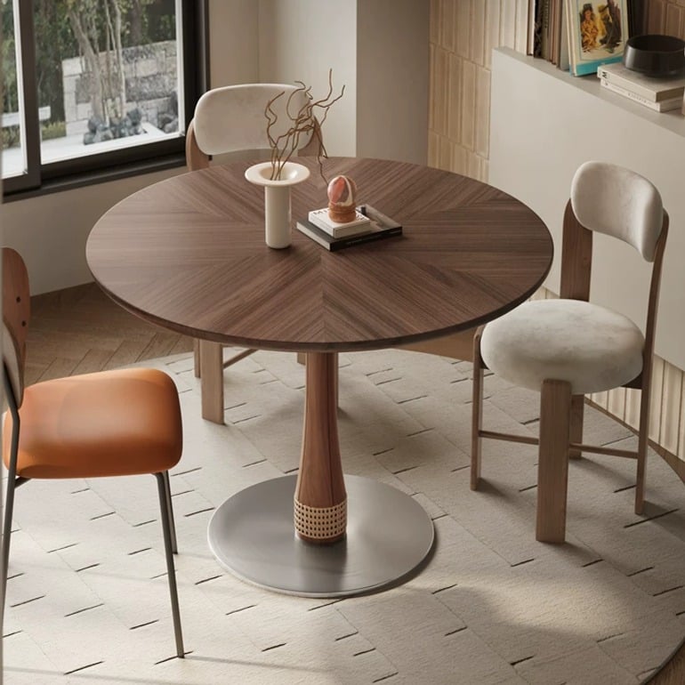 Walnut Veneer Round Dining Collection