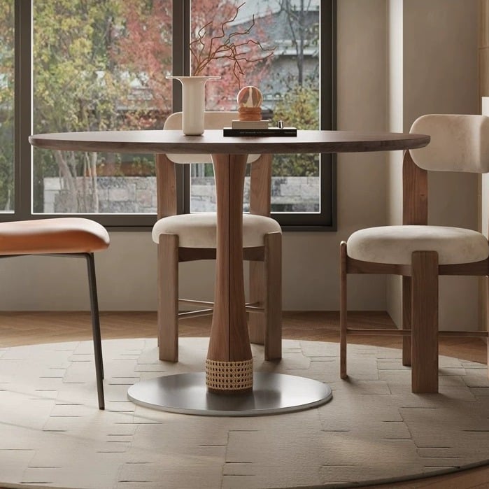 Walnut Veneer Round Dining Collection