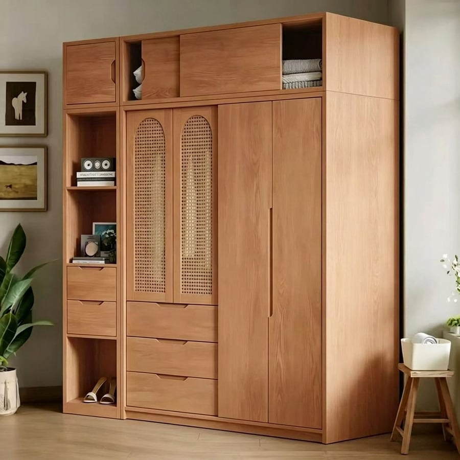 Vintage Walnut Sliding Door Wardrobe