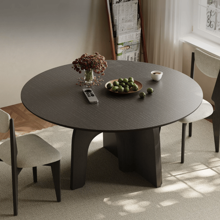 Round Oak Veneer Dining Table