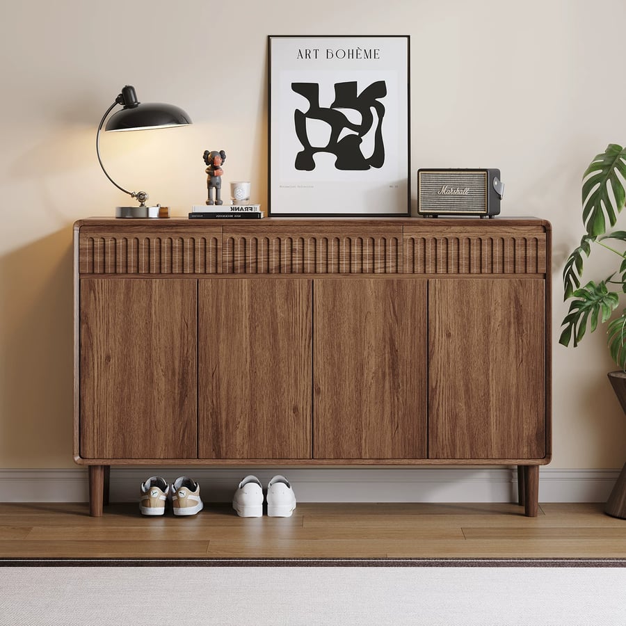 Walnut Mid-Century Shoe Cabinet