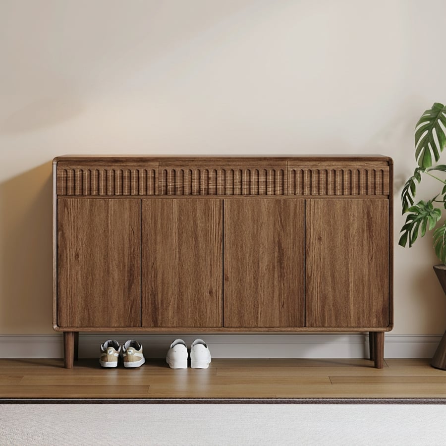 Walnut Mid-Century Shoe Cabinet