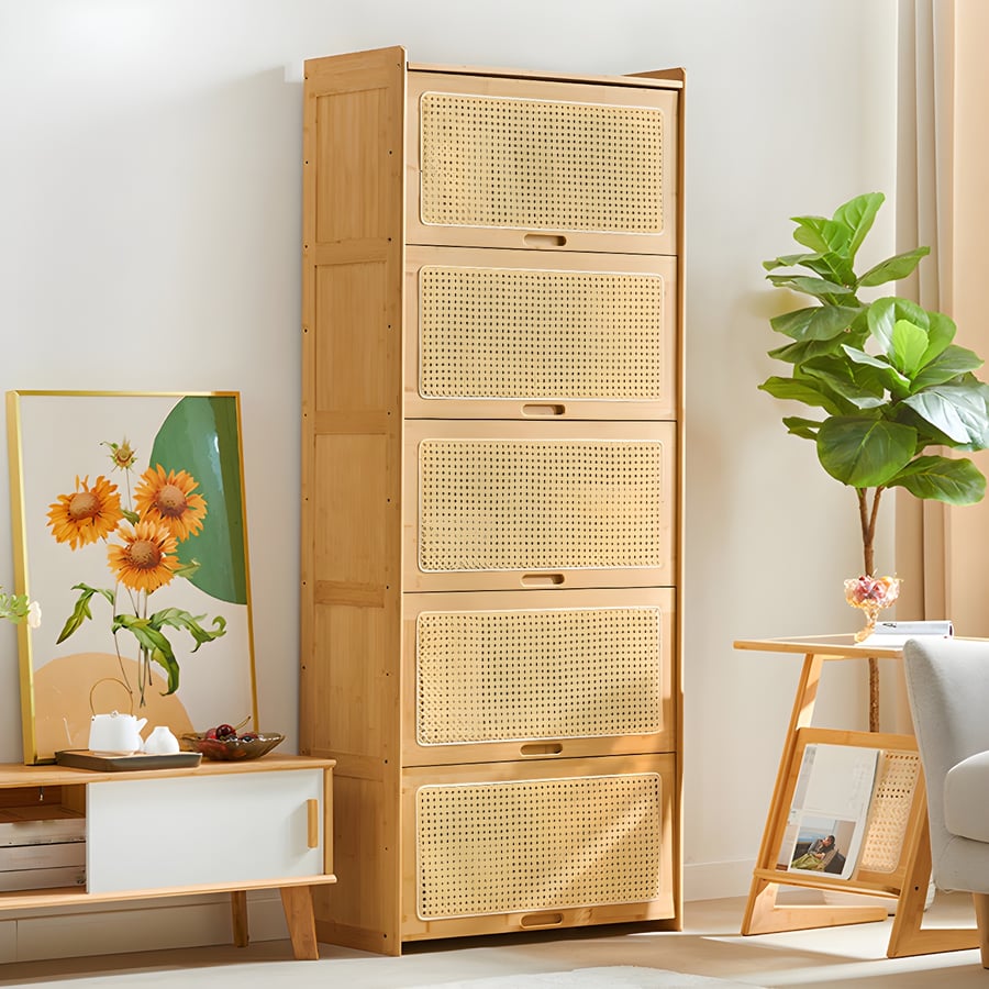 Modern Accent Cabinet with Rattan Doors