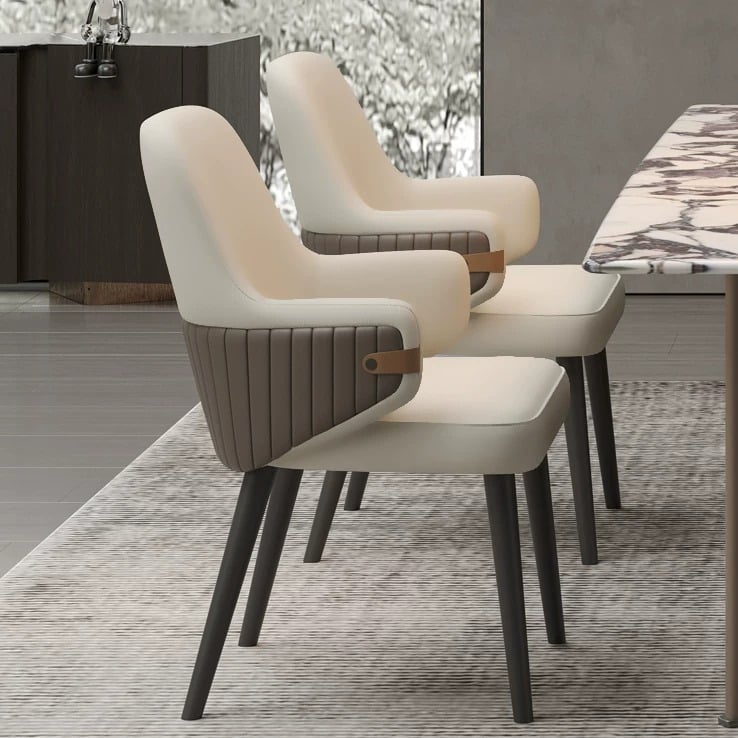 Leather Dining Chair with Armrests
