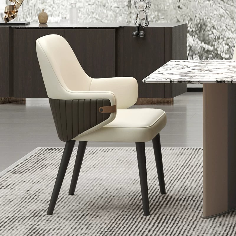 Leather Dining Chair with Armrests