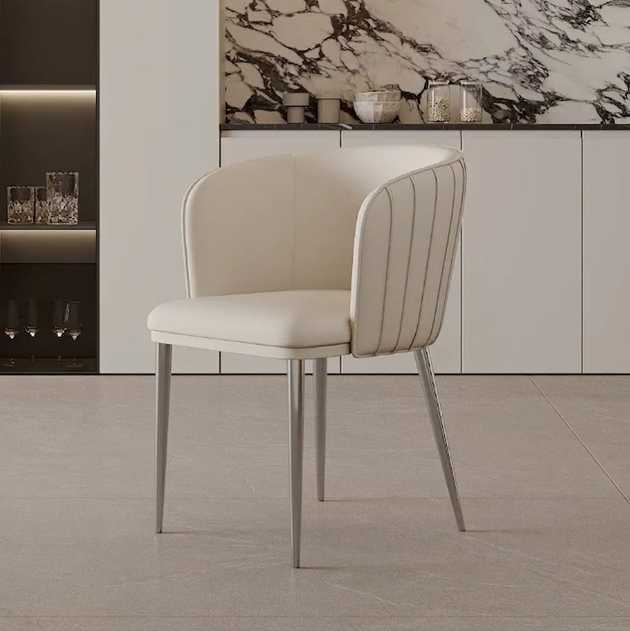 Leather Dining Chair with Metal Frame