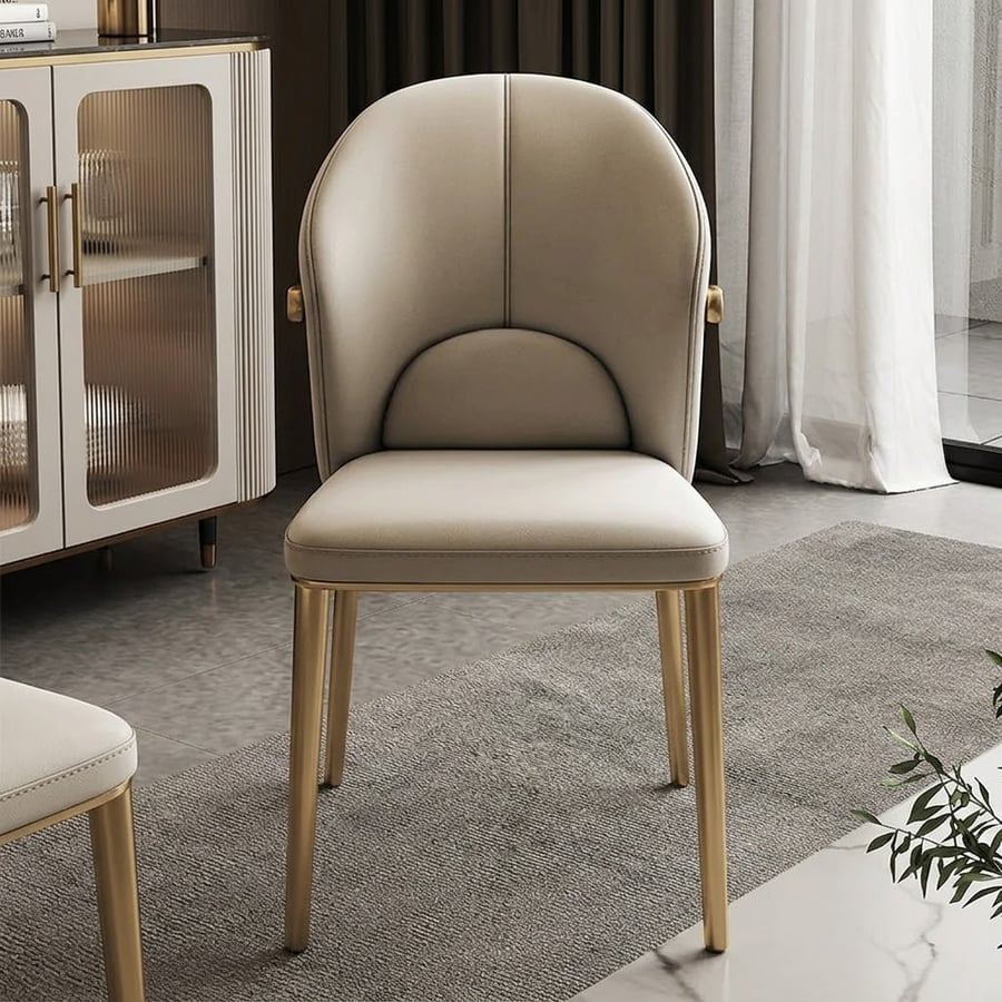 Faux Leather Dining Chair, Steel Frame