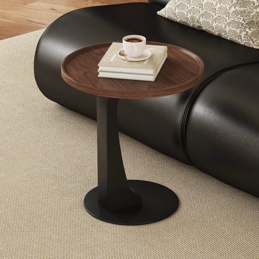 Walnut & Steel Round Side Table