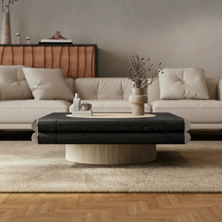 Minimalist Travertine Coffee Table