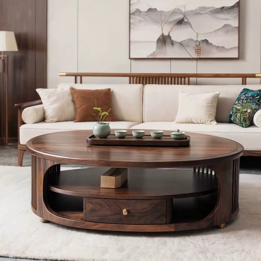 Oval Black Walnut Coffee Table