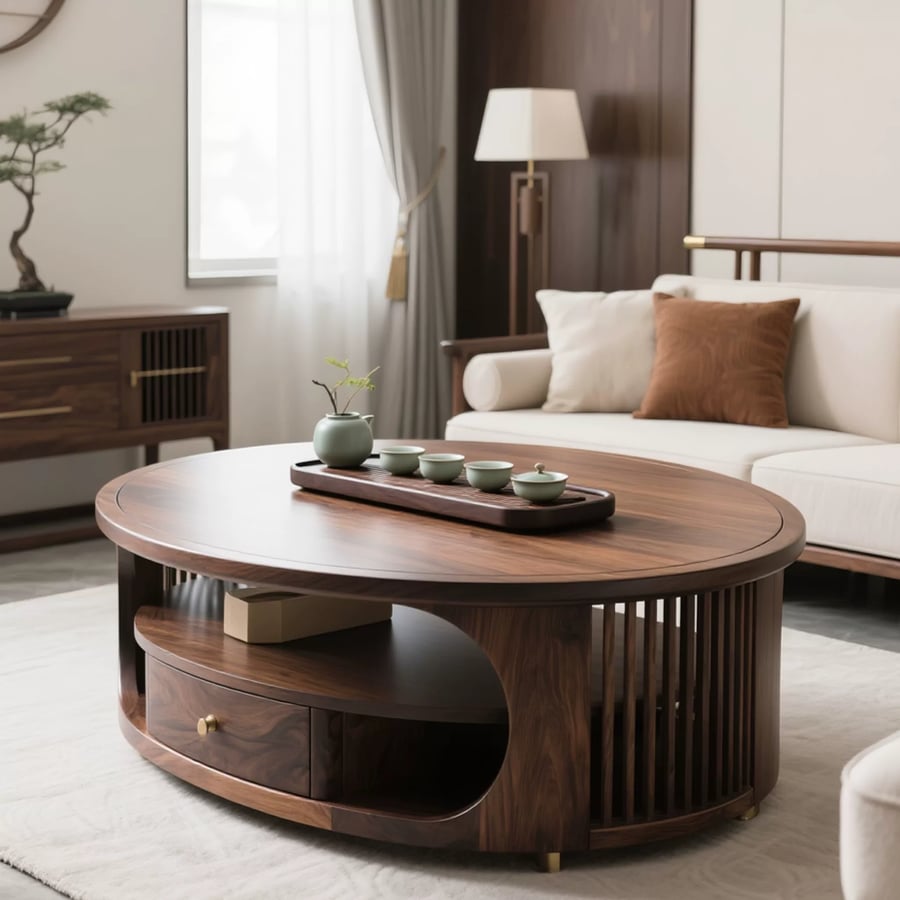 Oval Black Walnut Coffee Table