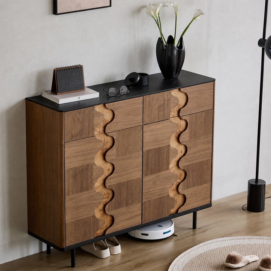 Wabi-Sabi Black Walnut Shoe Cabinet
