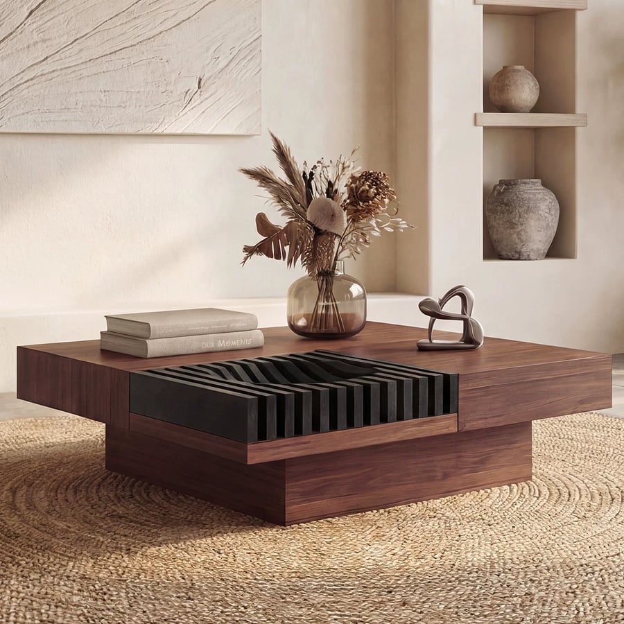 Mid-Century Solid Wood Coffee Table