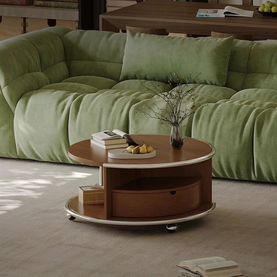 Mid-Century Round Cherry Coffee Table