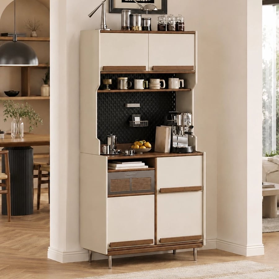 Mid-century Cream Coffee Cabinet