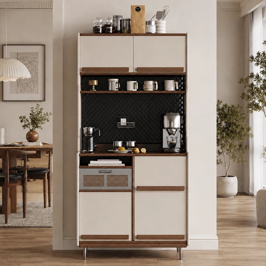 Mid-century Cream Coffee Cabinet