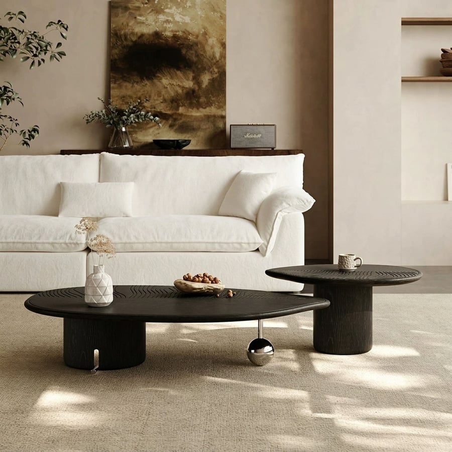 Sculptural Wabi-sabi Coffee Table Set