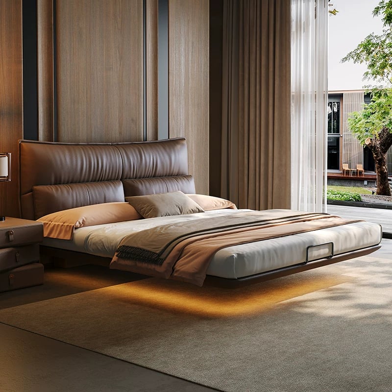 Floating Bed with Integrated Lighting