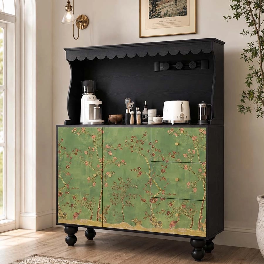 Vintage Two-Tone Solid Wood Sideboard