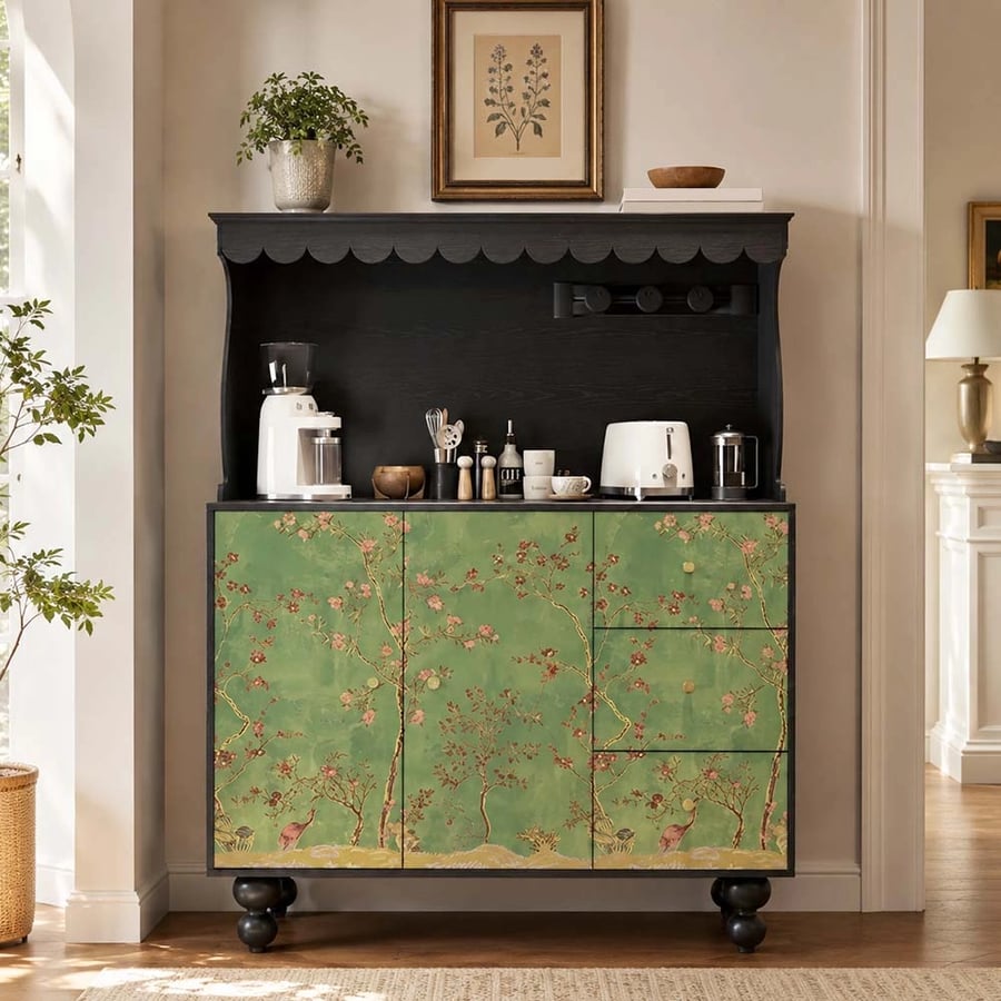 Vintage Two-Tone Solid Wood Sideboard