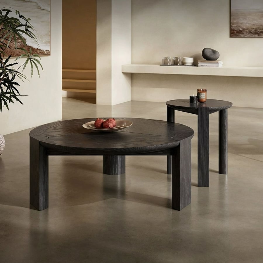 Solid Wood Wabi-sabi Coffee Table Set