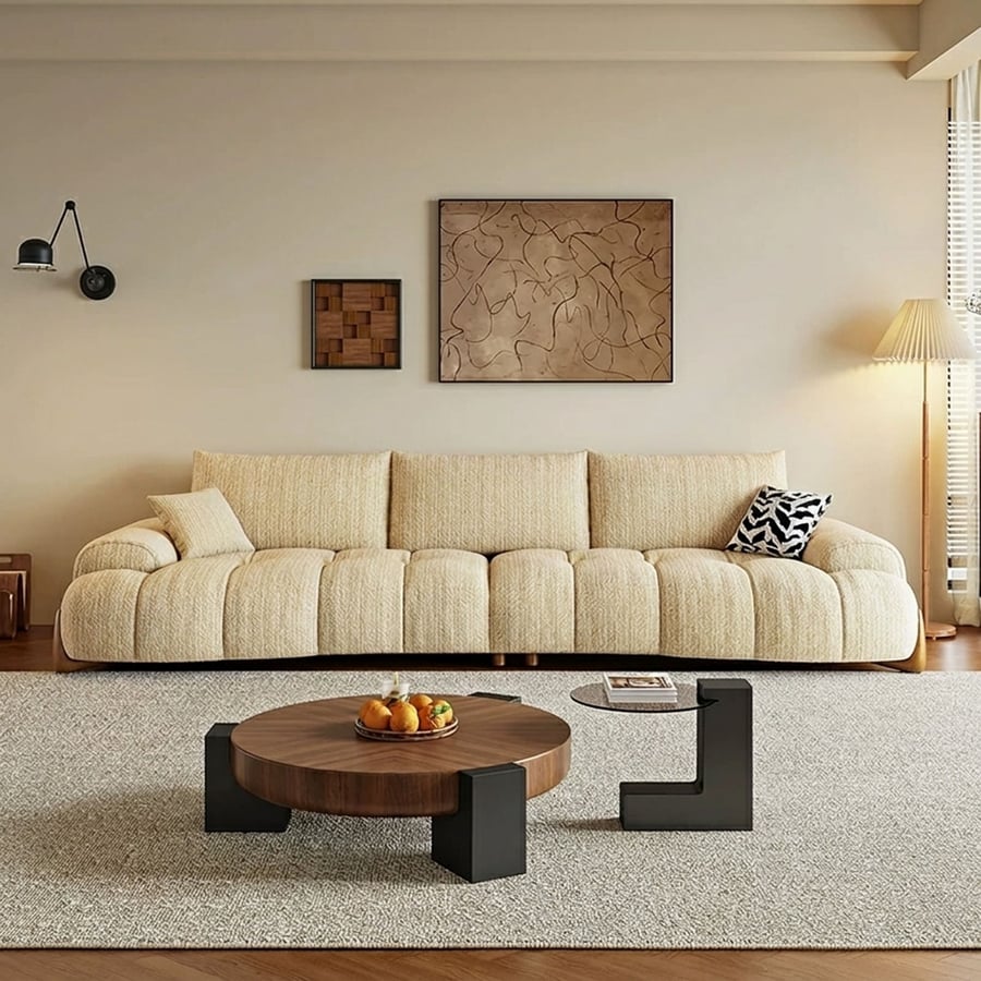 Curved Boucle Sofa