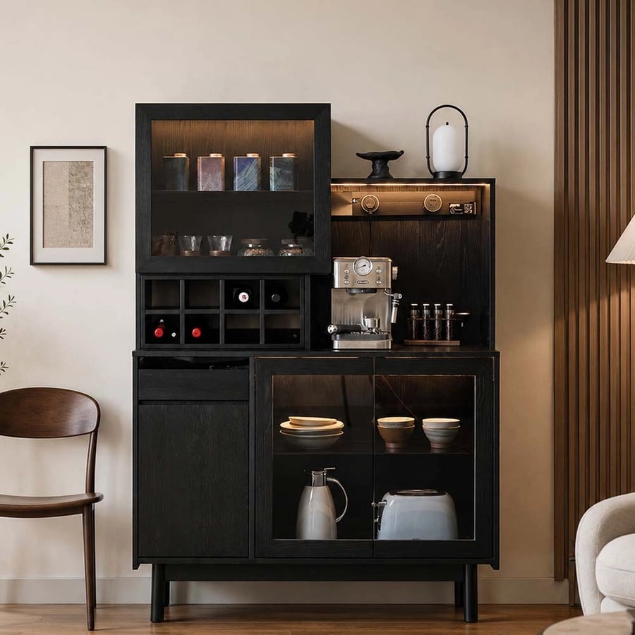 Layered Black Ash Coffee Cabinet
