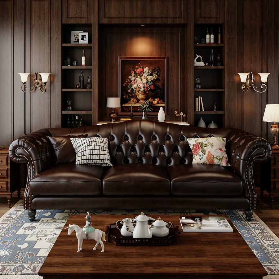 Vintage Tufted Leather Sofa