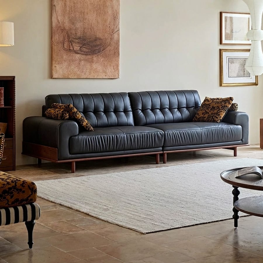 French Vintage Leather Sofa