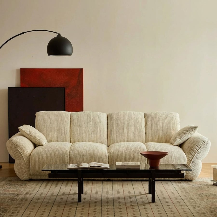 Retro Vertical Design Fabric Sofa