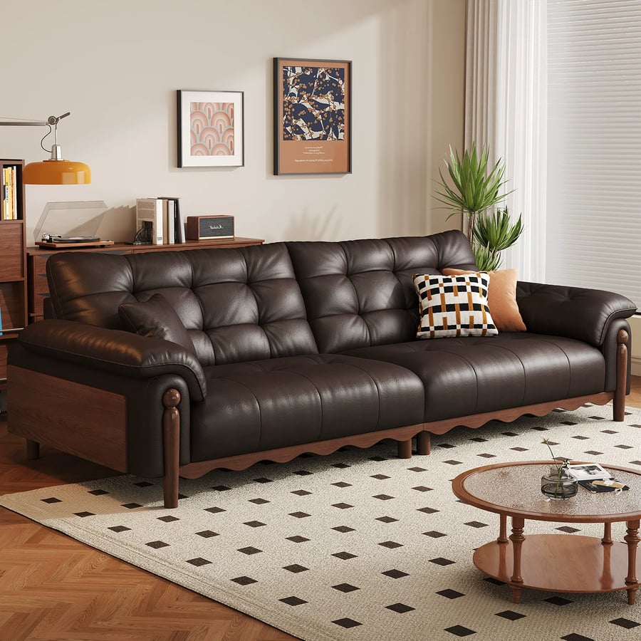 Vintage Leather Tufted Sofa