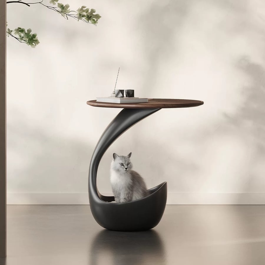 Sculptural Solid Wood Accent Table