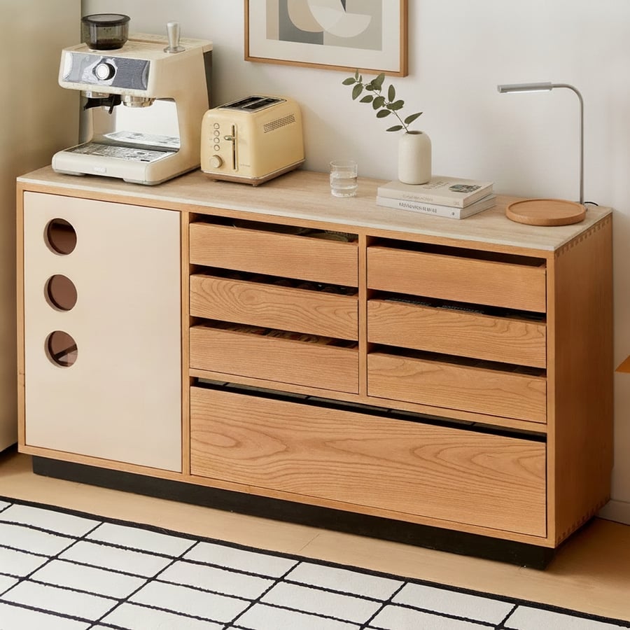 Cherry Wood Sideboard with Stone Top