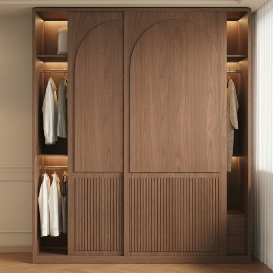 Walnut Sliding Door Wardrobe