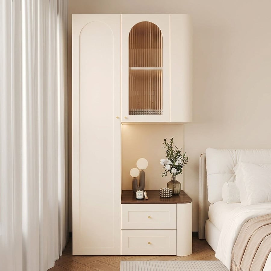 Creamy Solid Wood Wardrobe