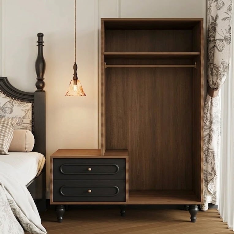 Vintage Solid Wood Open Wardrobe