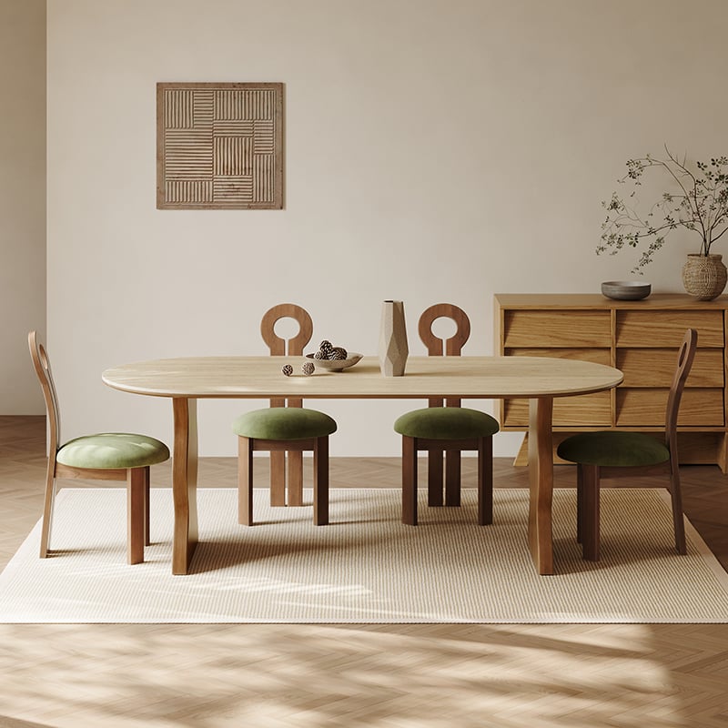 Travertine Ripple-Leg Dining Table